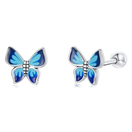 Cercei argint Elegant Butterfly Blue